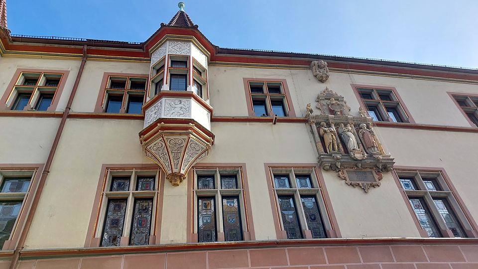 Freiburg, a façade with an oriel window